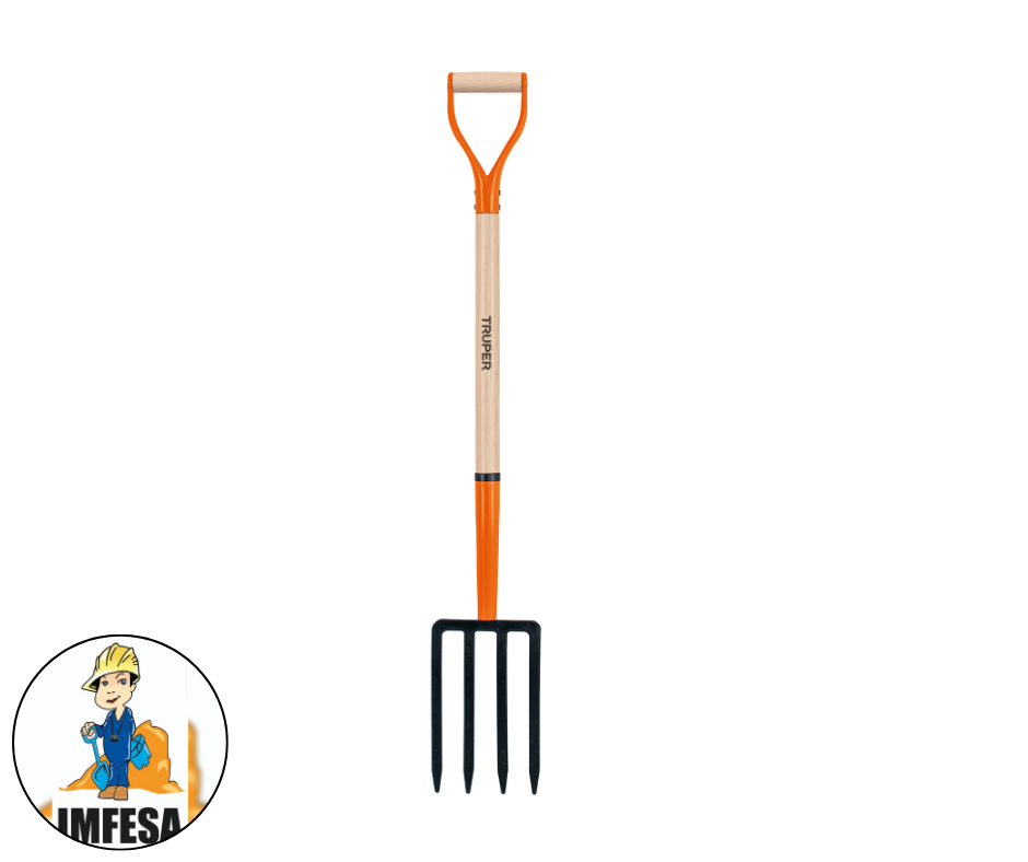 Bieldo para jardín, 4 dientes, mgo 34&#34;, puño &#34;Y&#34;, Truper