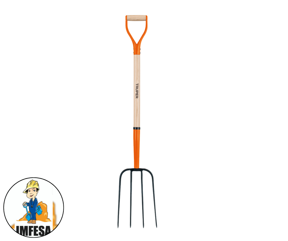 Bieldo para paja, 4 dientes, mgo 34&#34;, puño &#34;Y&#34;, Truper
