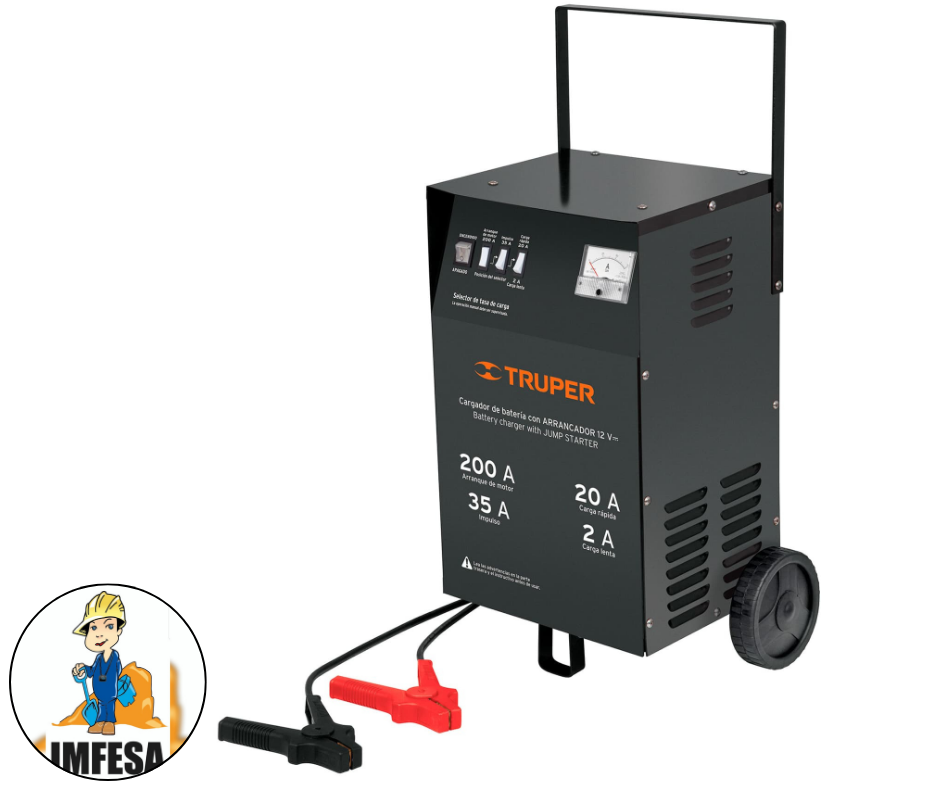 Cargador de 200 A para baterías de 12 V, con ruedas