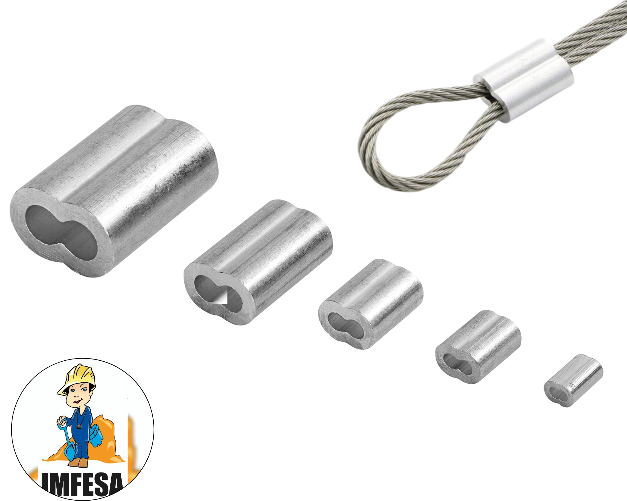 Bolsa con 50 casquillos dobles de aluminio 1/16&#34;