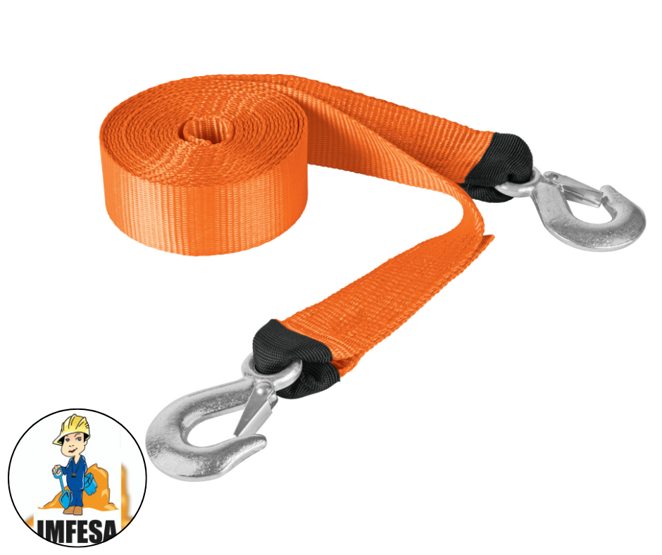 Correa con ganchos para remolque, 48 mm x 5.8 m