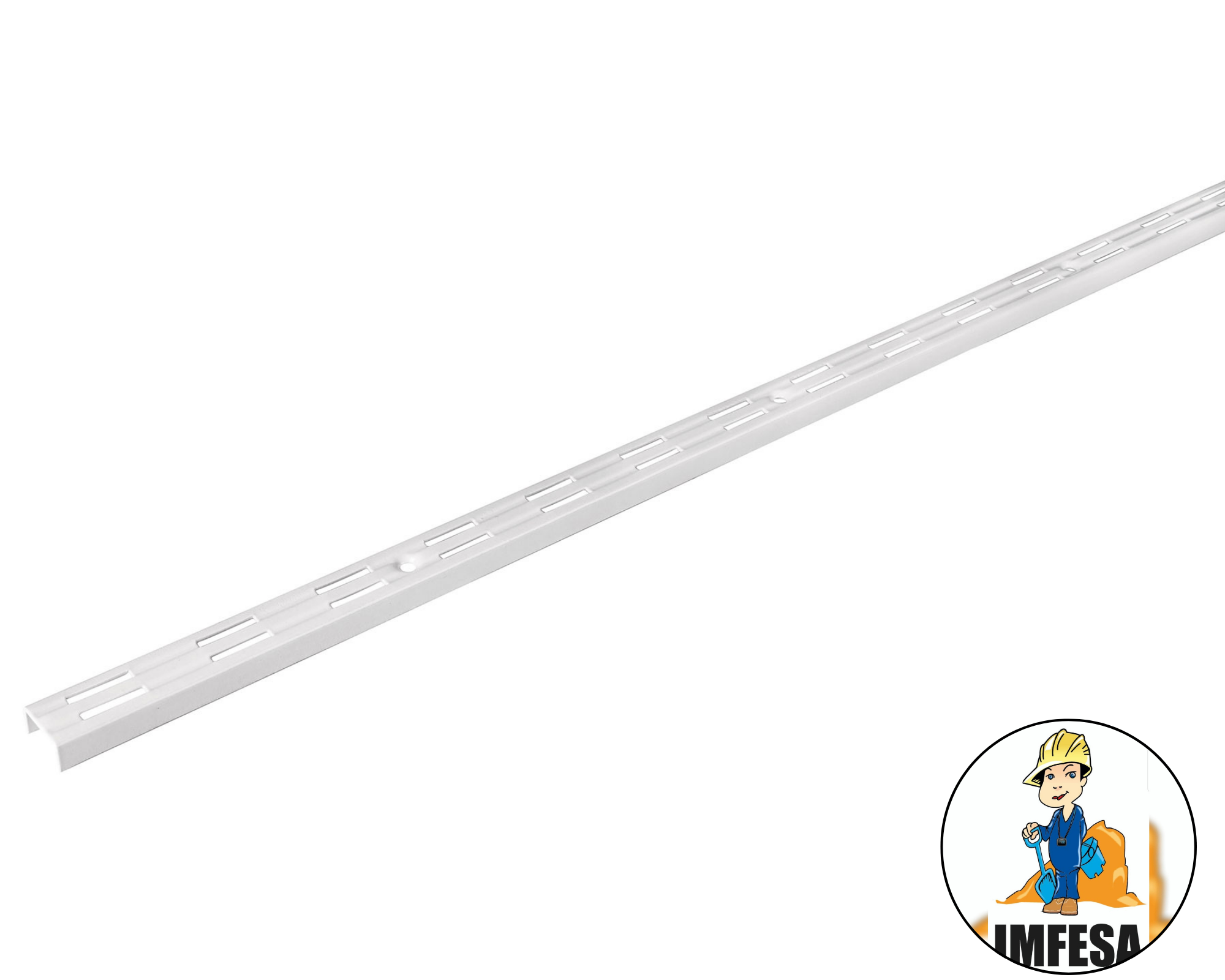 Cremallera doble blanca para ménsulas planas, 1m