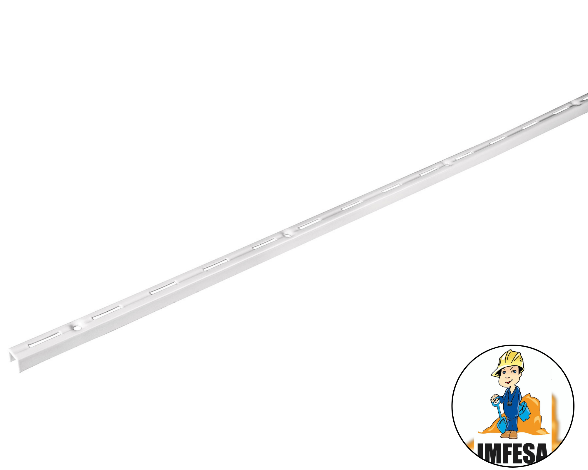 Cremallera sencilla blanca para ménsulas planas, 1m