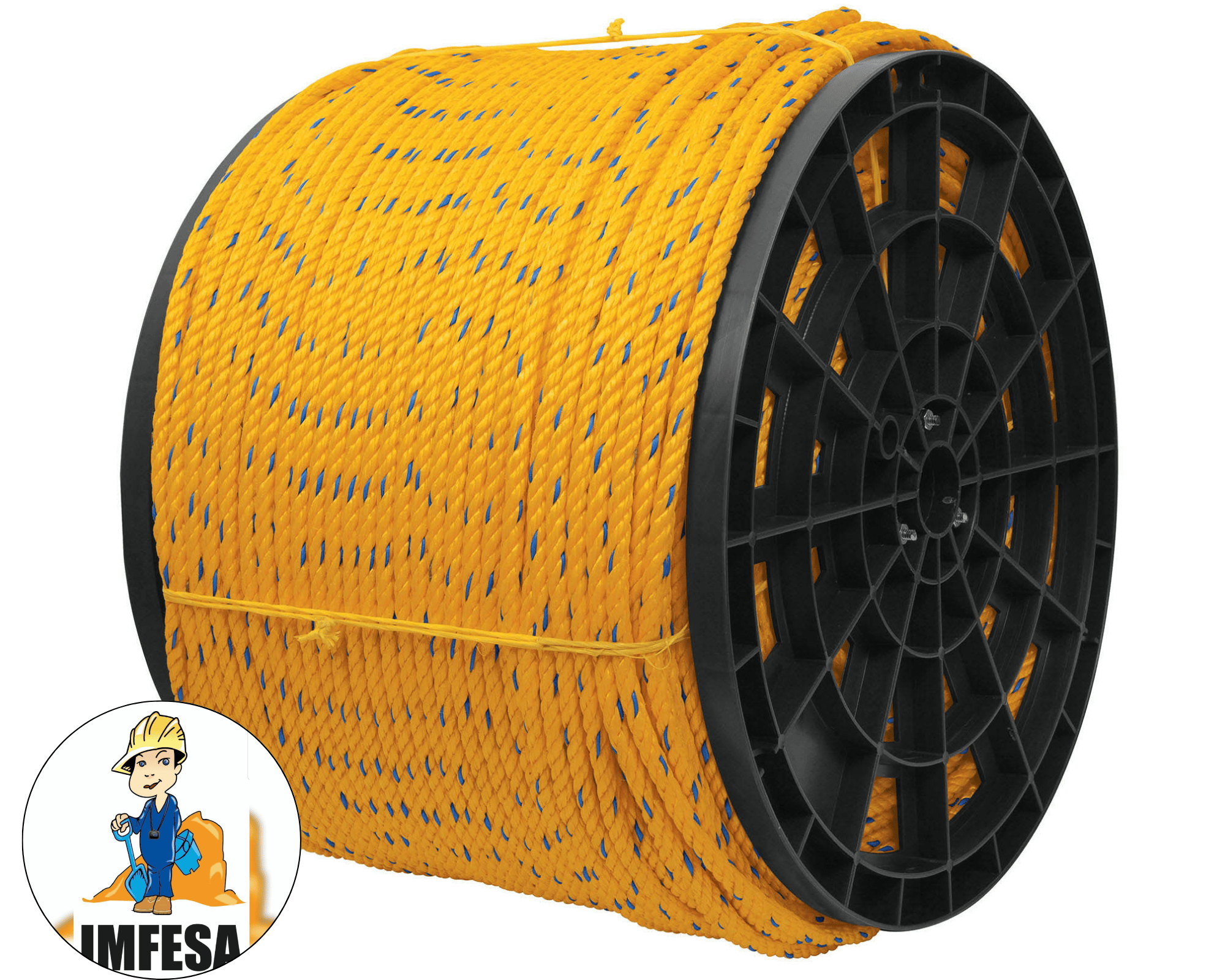 Metro de cuerda amarilla de 13 mm en rollo de 390 m