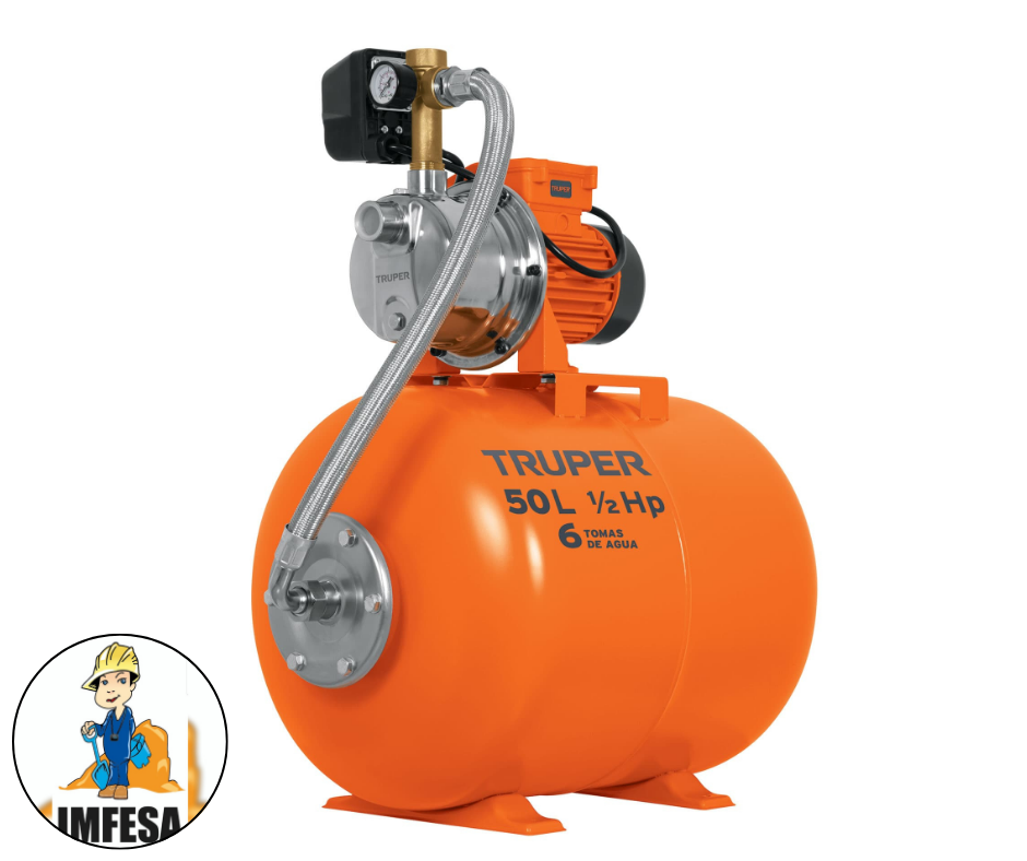 Equipo hidroneumático 50L, bomba jet inox. 1/2 HP, TRUPER