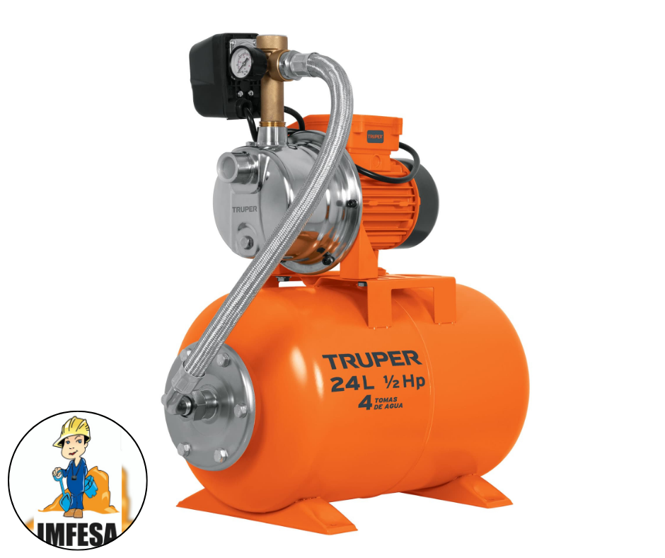 Equipo hidroneumático 24L, bomba jet inox. 1/2 HP, TRUPER