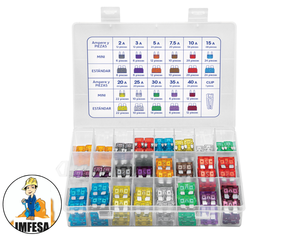 Juego de fusibles automotrices estándar y mini, 300 pz