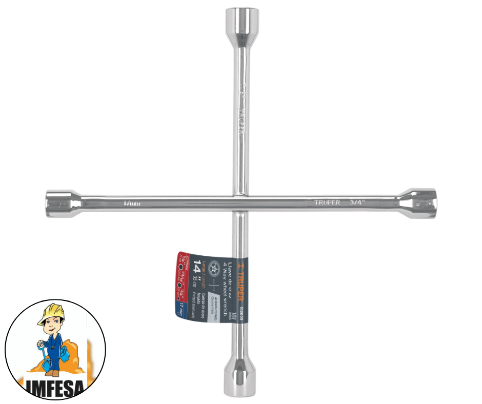 Llave de cruz 14&#34; pulida y cromada