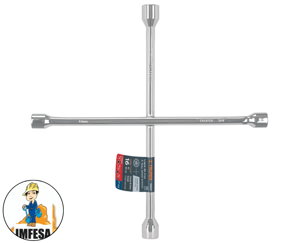 Llave de cruz 16&#34; pulida y cromada