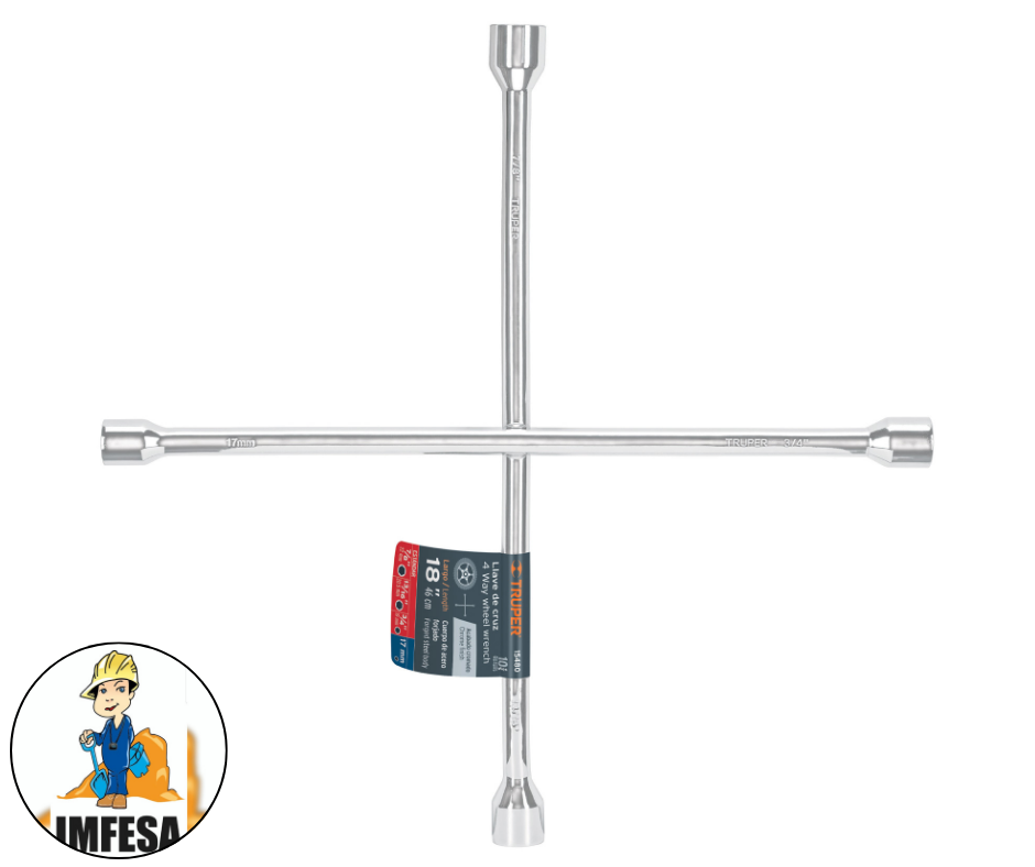 Llave de cruz 18&#34; pulida y cromada