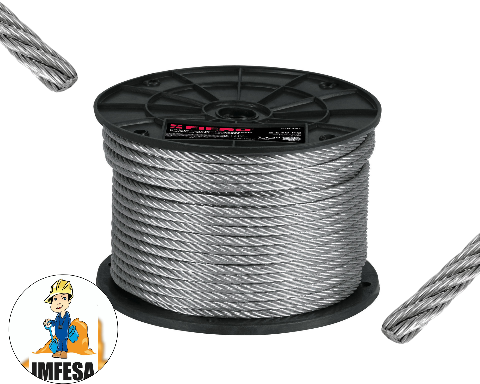 Metro de cable flexible 1/8&#34; de acero 7x19 hilos, 300 m