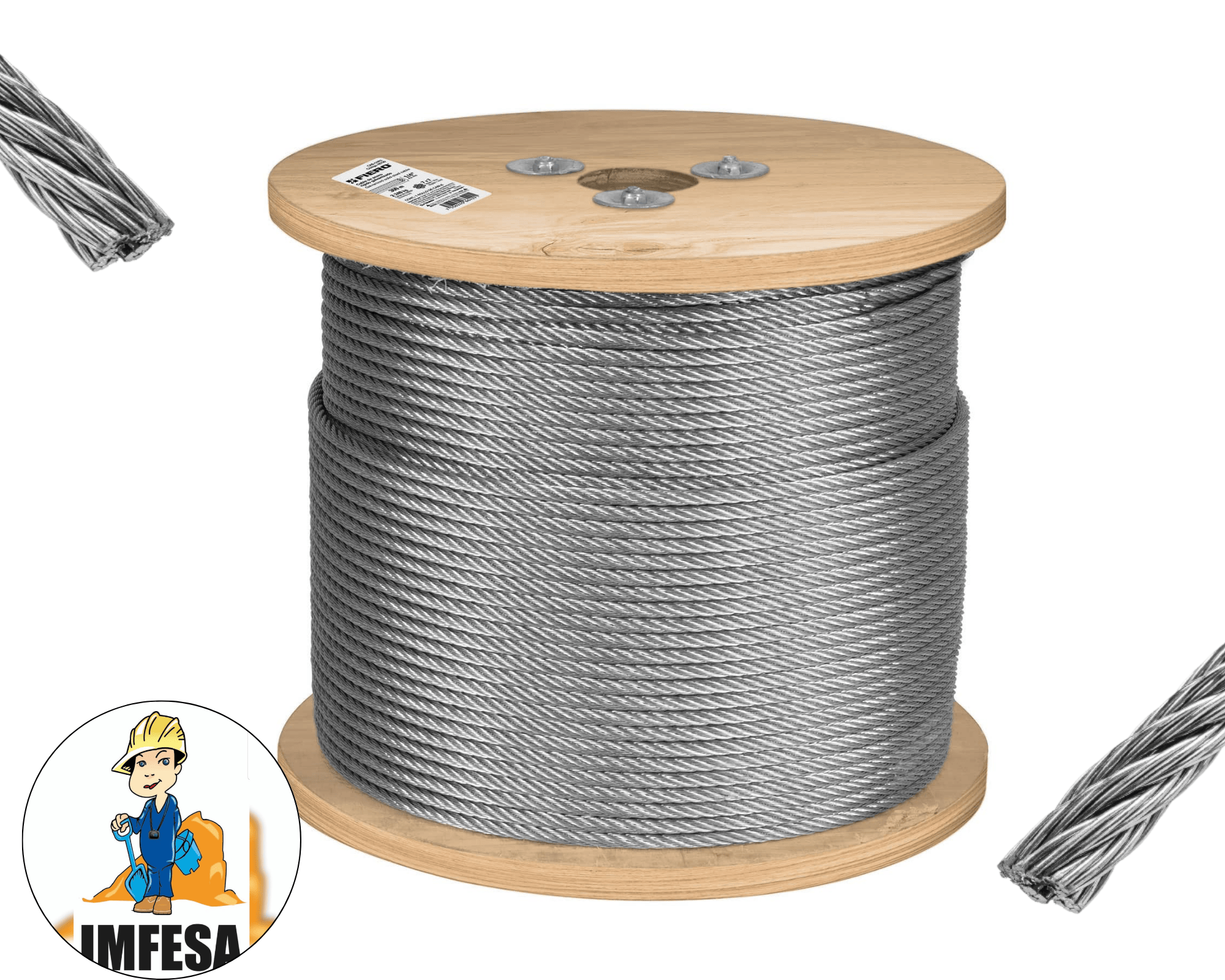 Metro de cable rígido 5/16&#34; de acero 7x7 hilos, 75 m