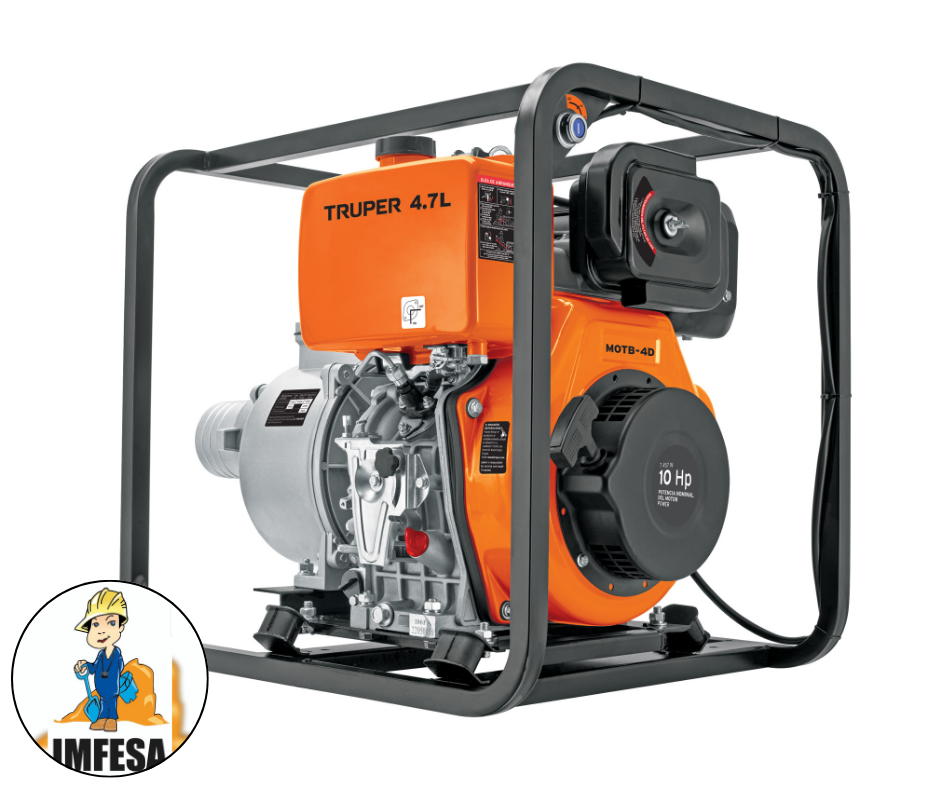 Motobomba autocebante 4&#34; x 4&#34; a diesel 10 HP, TRUPER