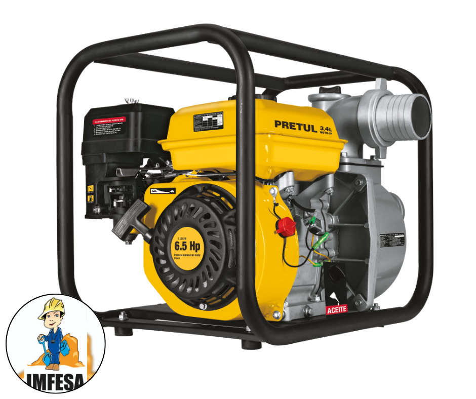 Motobomba autocebante 3&#34; x 3&#34; a gasolina 6-1/2 HP, PRETUL