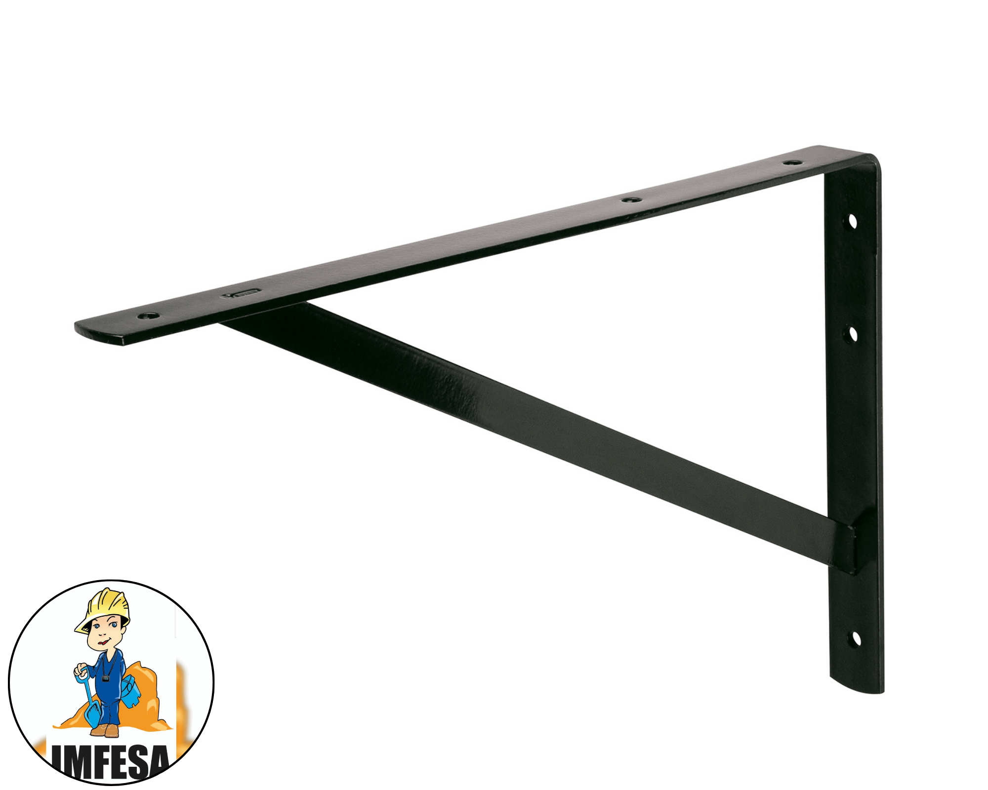 Ménsula de acero reforzada negra 10 x 16&#34;