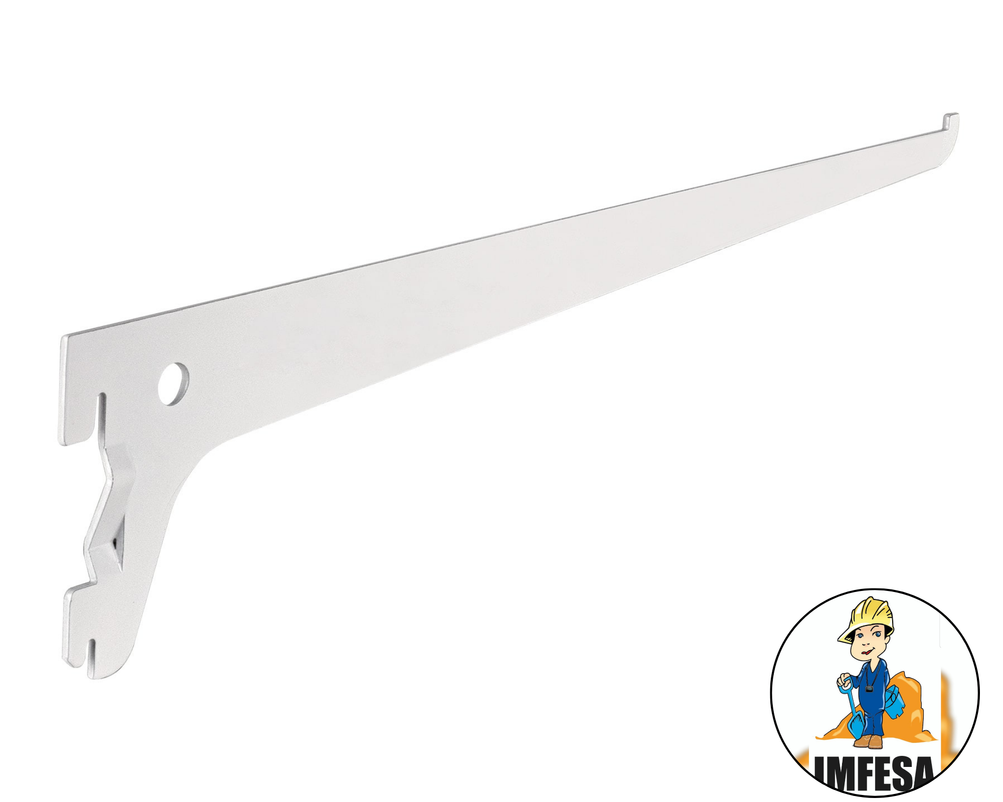 Ménsula plana blanca para cremallera sencilla, 30cm