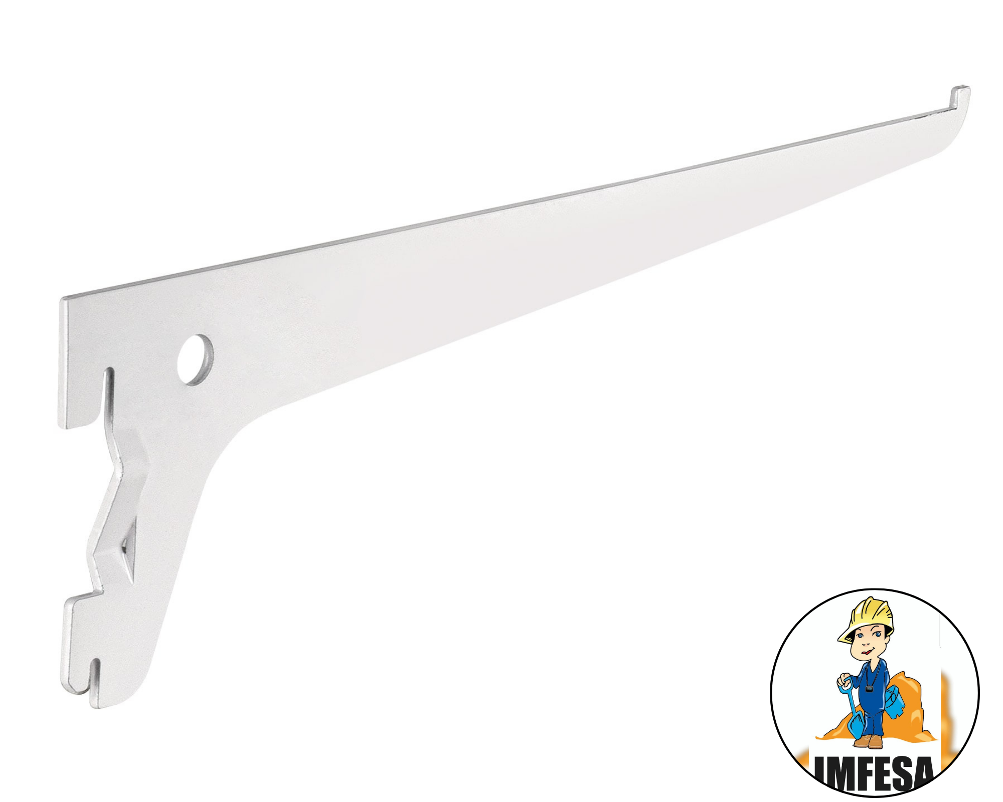 Ménsula plana blanca para cremallera sencilla 25cm