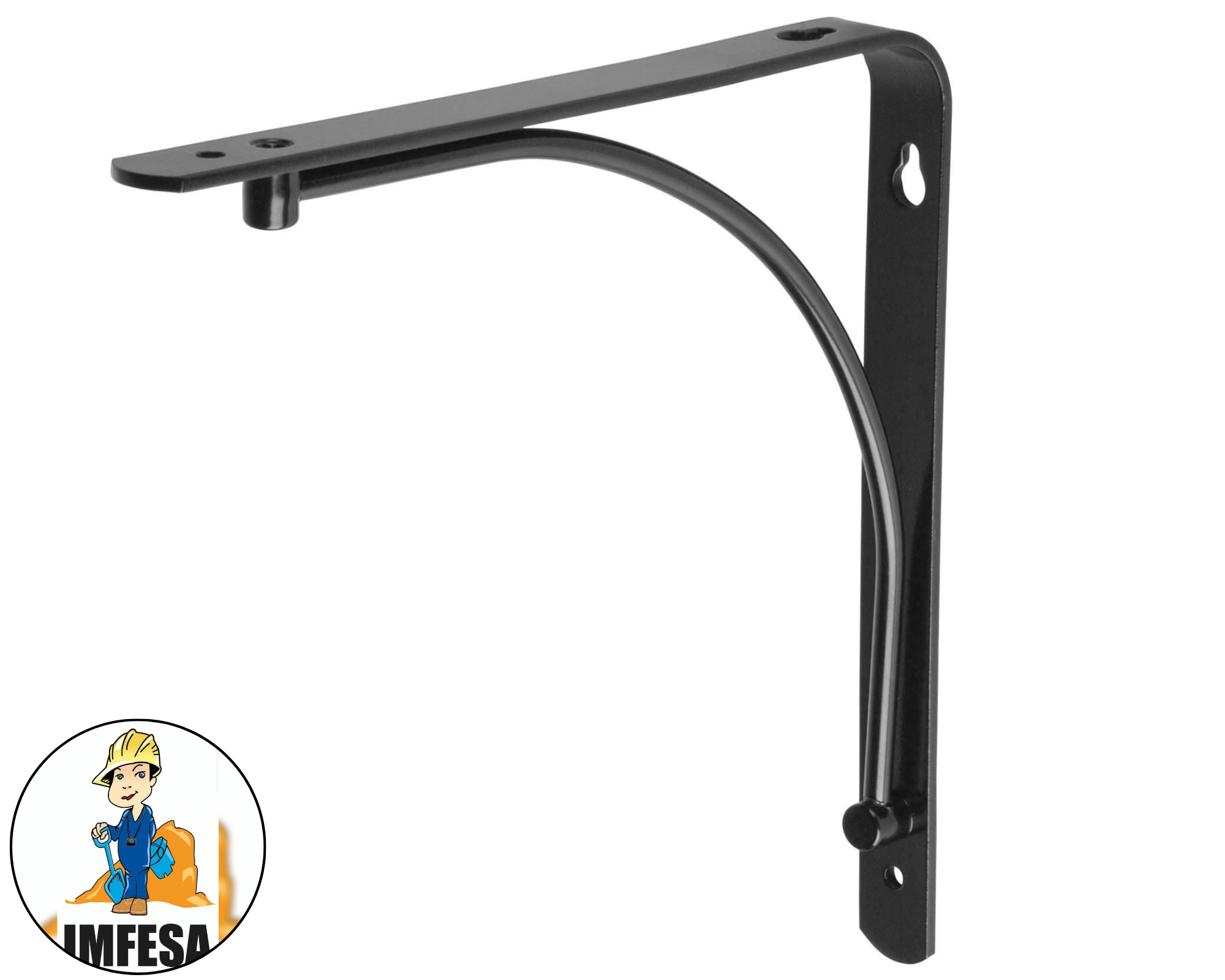 Ménsula reforzada negra 8 x 8&#34; diseño alambrón, Fiero