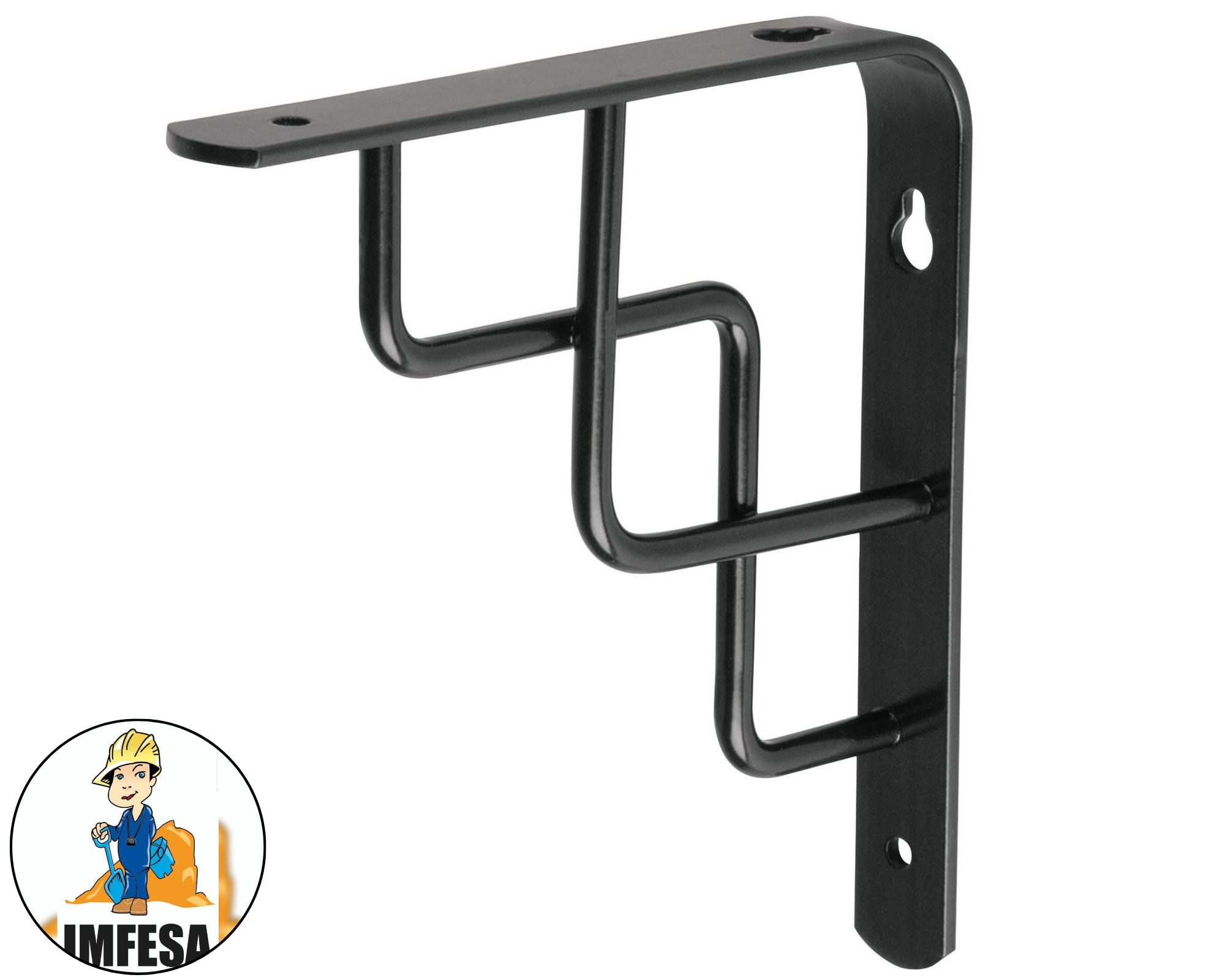 Ménsula reforzada negra 6 x 6&#34; diseño escalera