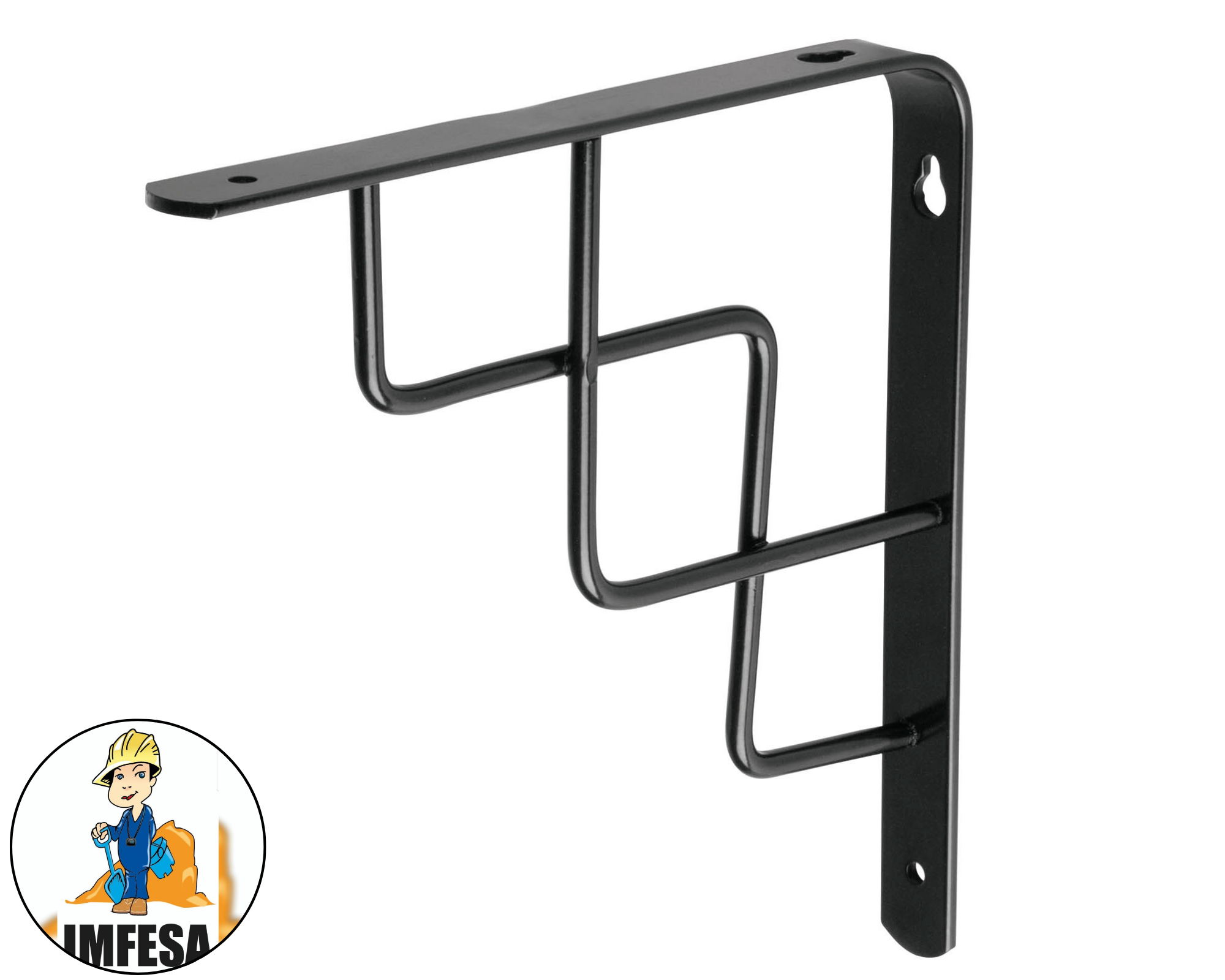 Ménsula reforzada negra 8 x 8&#34; diseño escalera