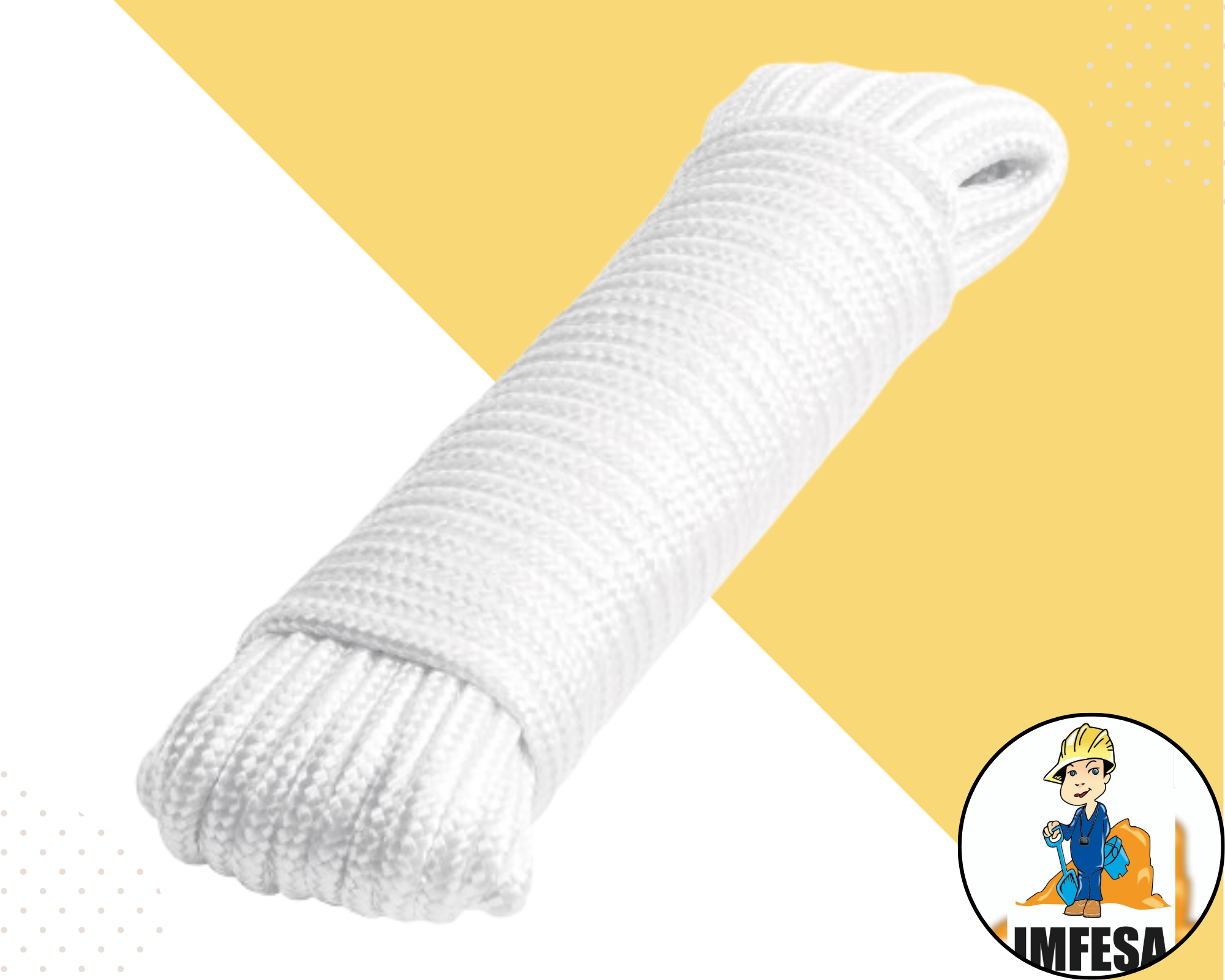 Piola de poliéster diamante de 5 mm x 15 m blanca