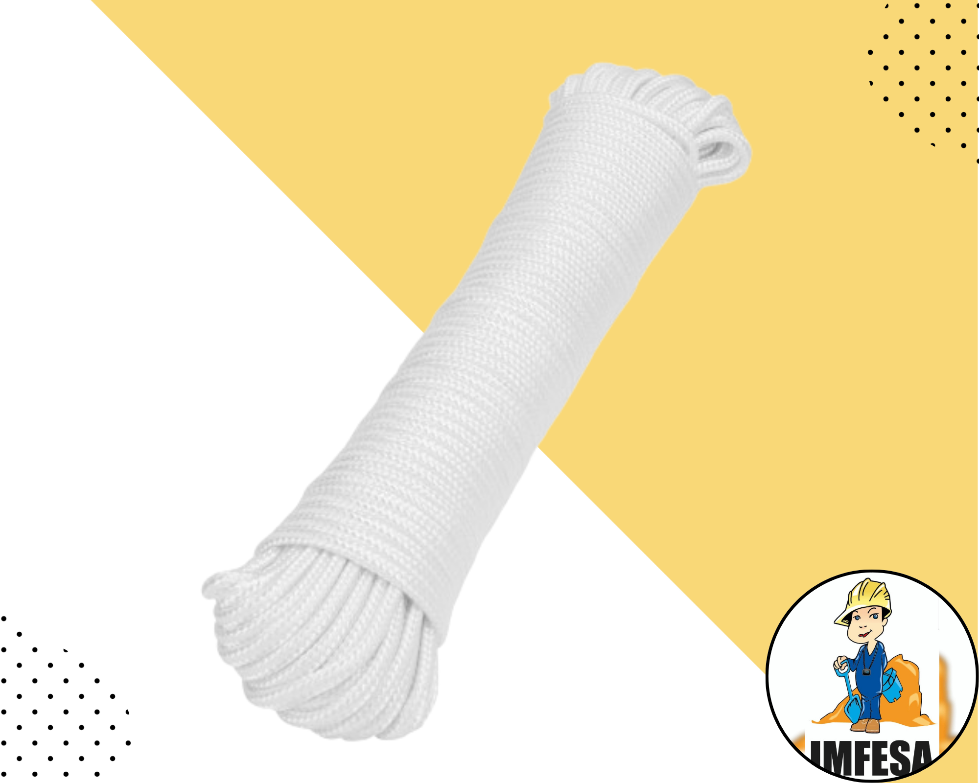 Piola de poliéster diamante de 5 mm x 30 m blanca