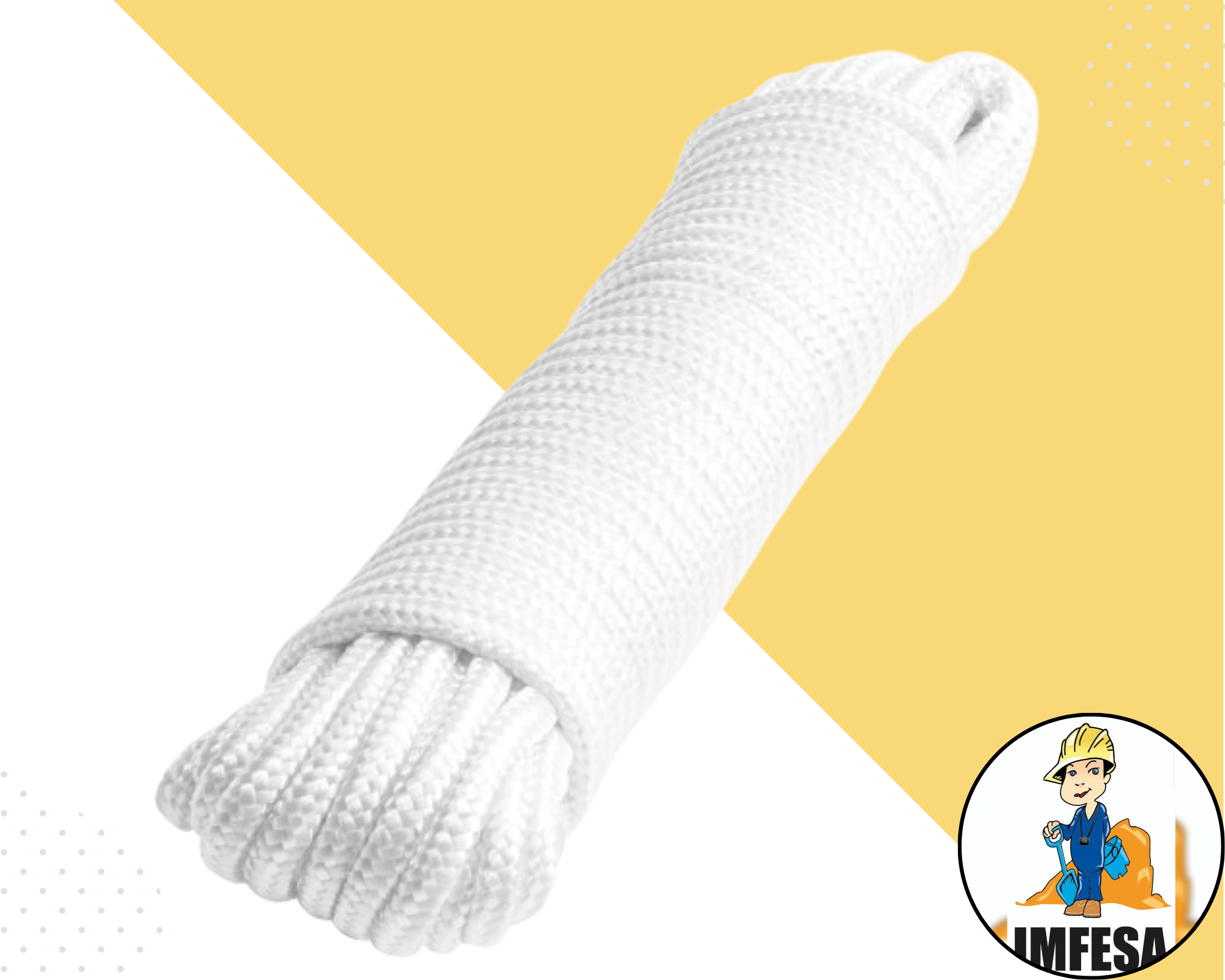 Piola de poliéster diamante de 6 mm x 15 m blanca
