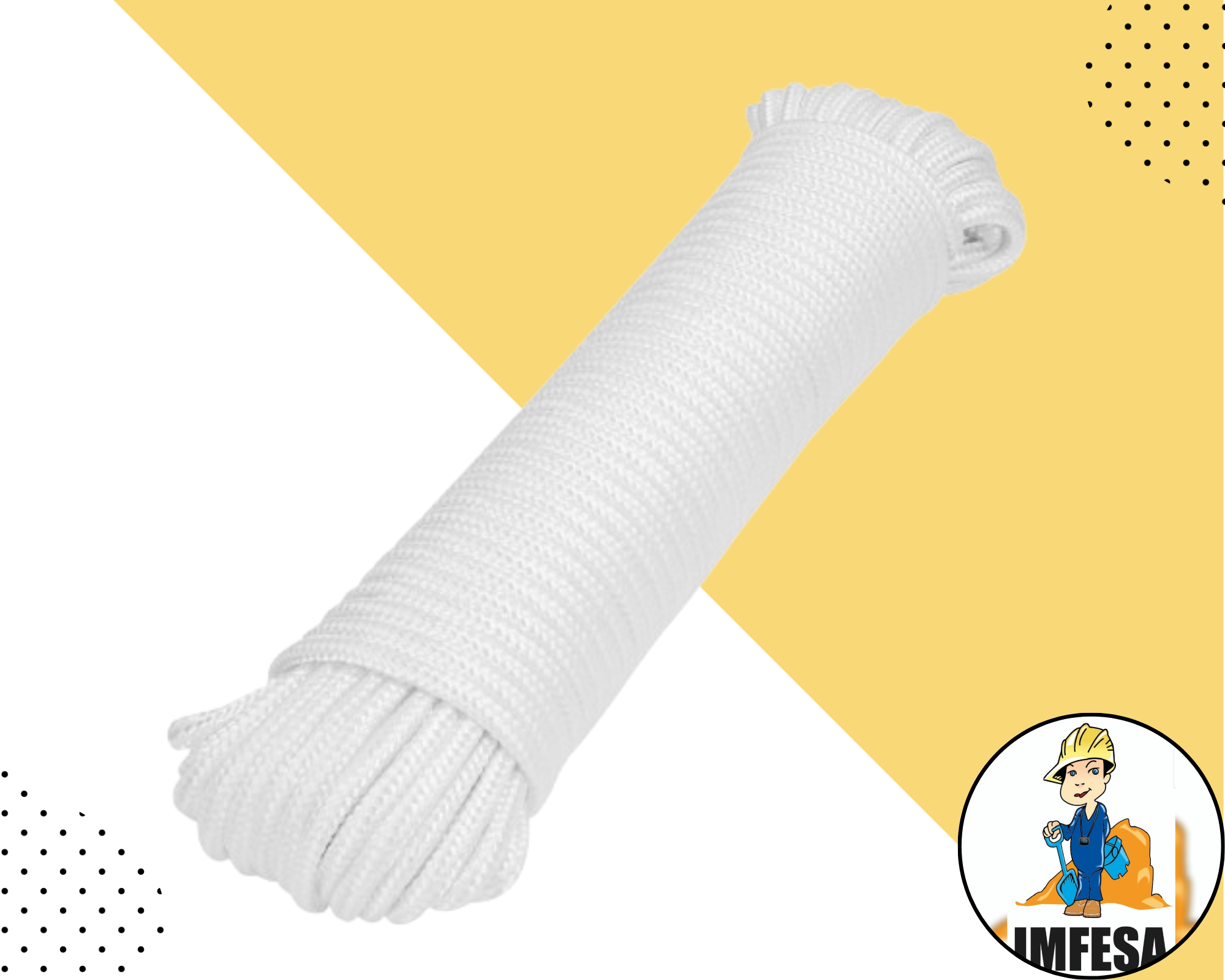 Piola de poliéster diamante de 6 mm x 30 m blanca