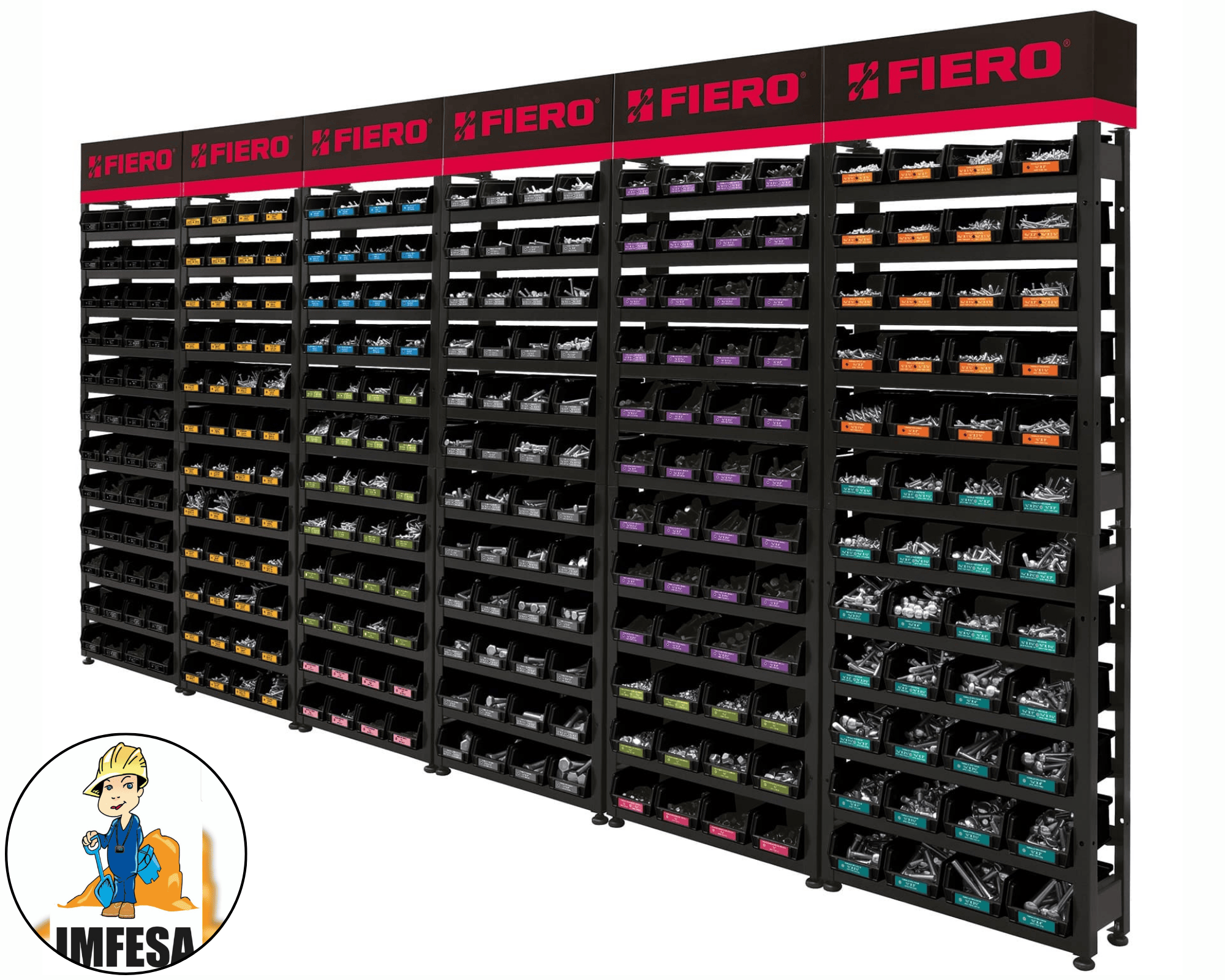 Rack modular para tornillos con 288 gavetas
