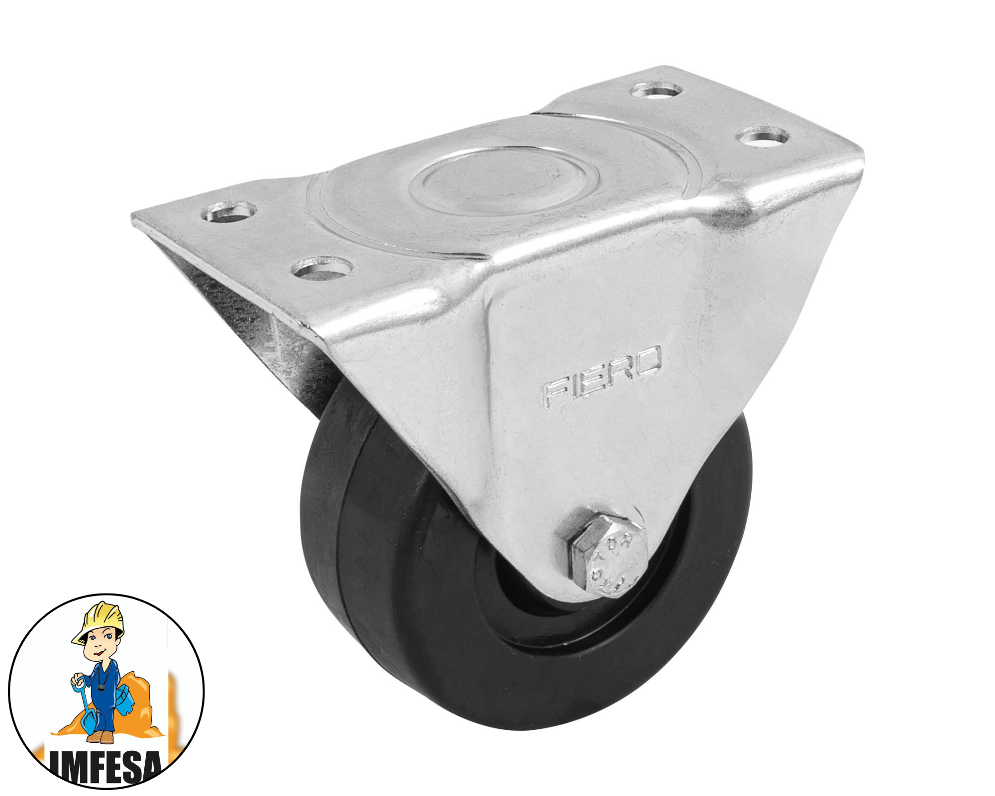 Rodaja hule 3&#34;, placa fija con buje, carga 90 kg