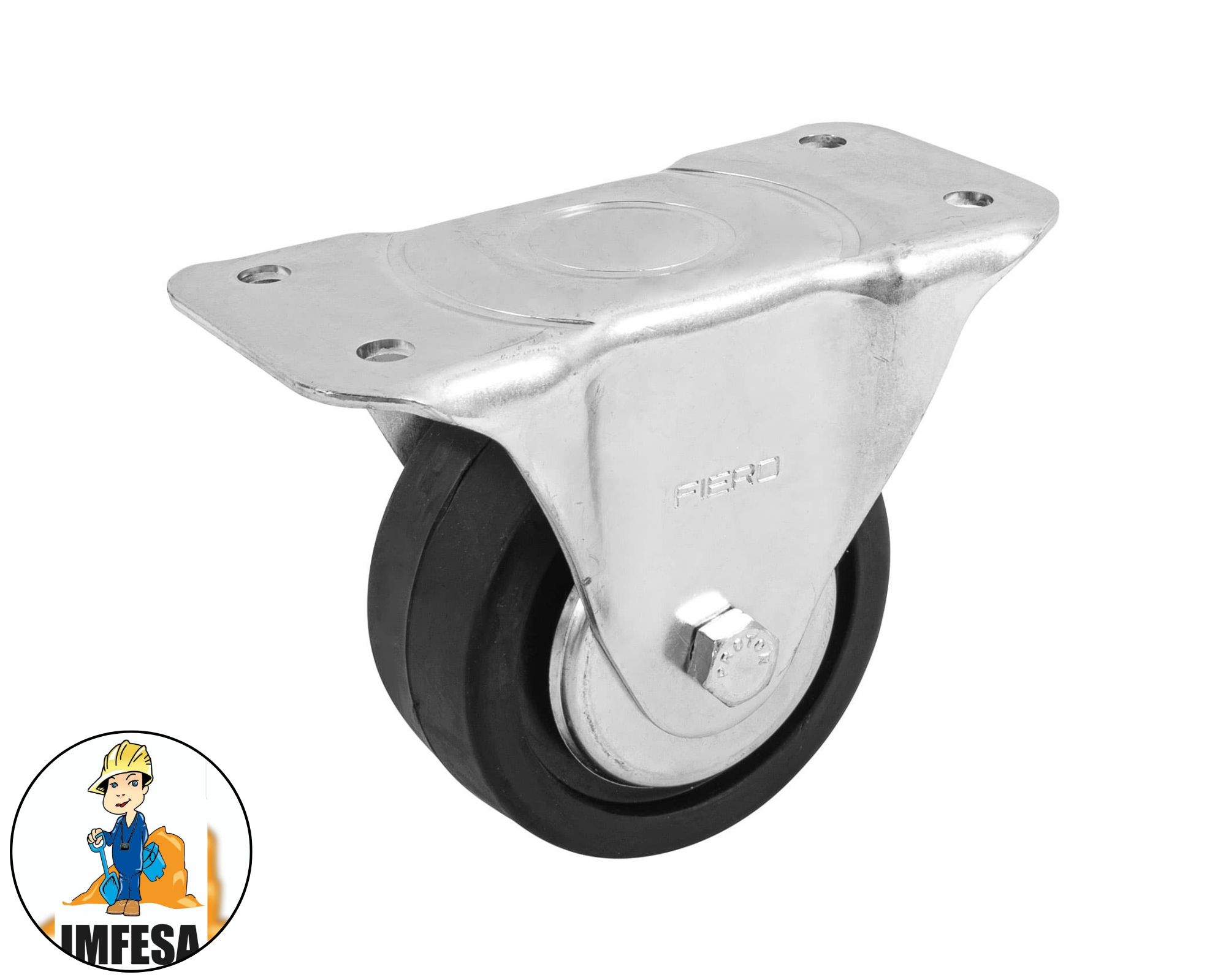 Rodaja hule 4&#34;, placa fija con balero, carga 100 kg