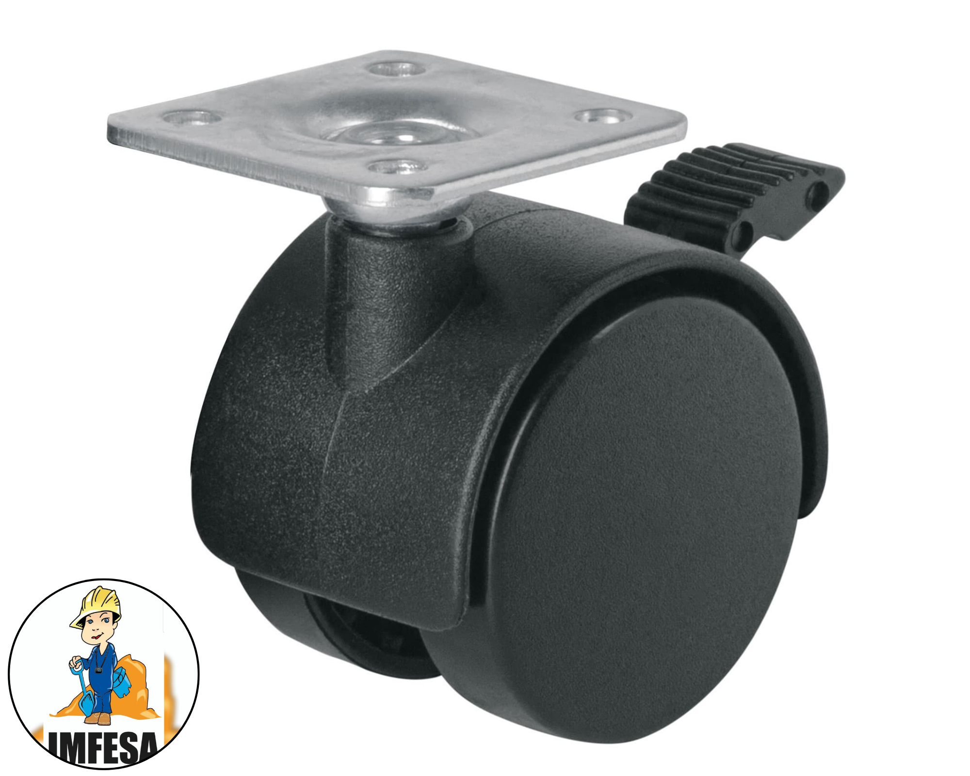 Rodaja tipo yoyo de 40 mm con placa, con freno