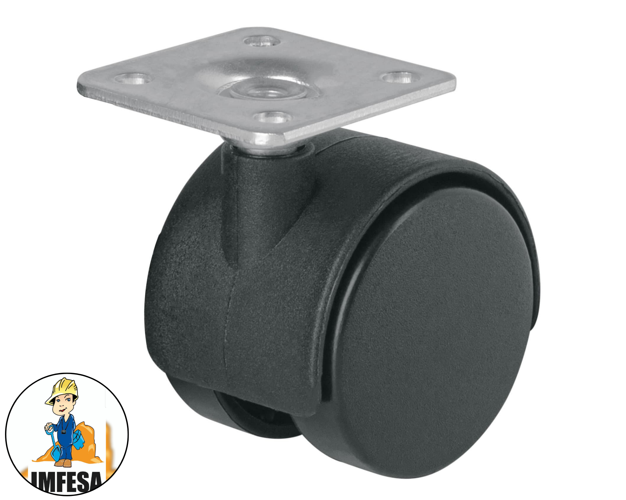 Rodaja tipo yoyo de 40 mm con placa, sin freno