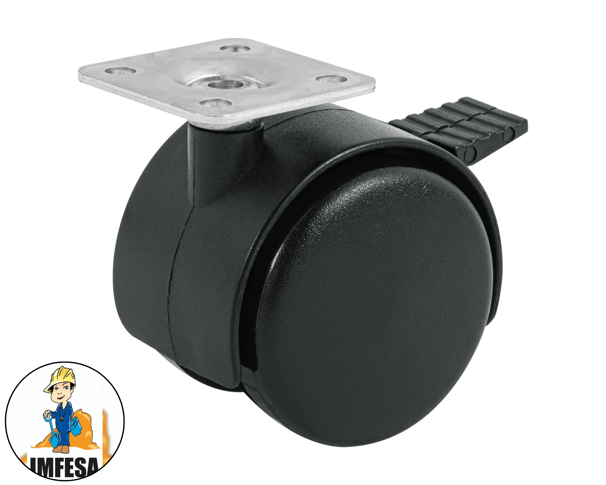 Rodaja tipo yoyo de 50 mm con placa, con freno