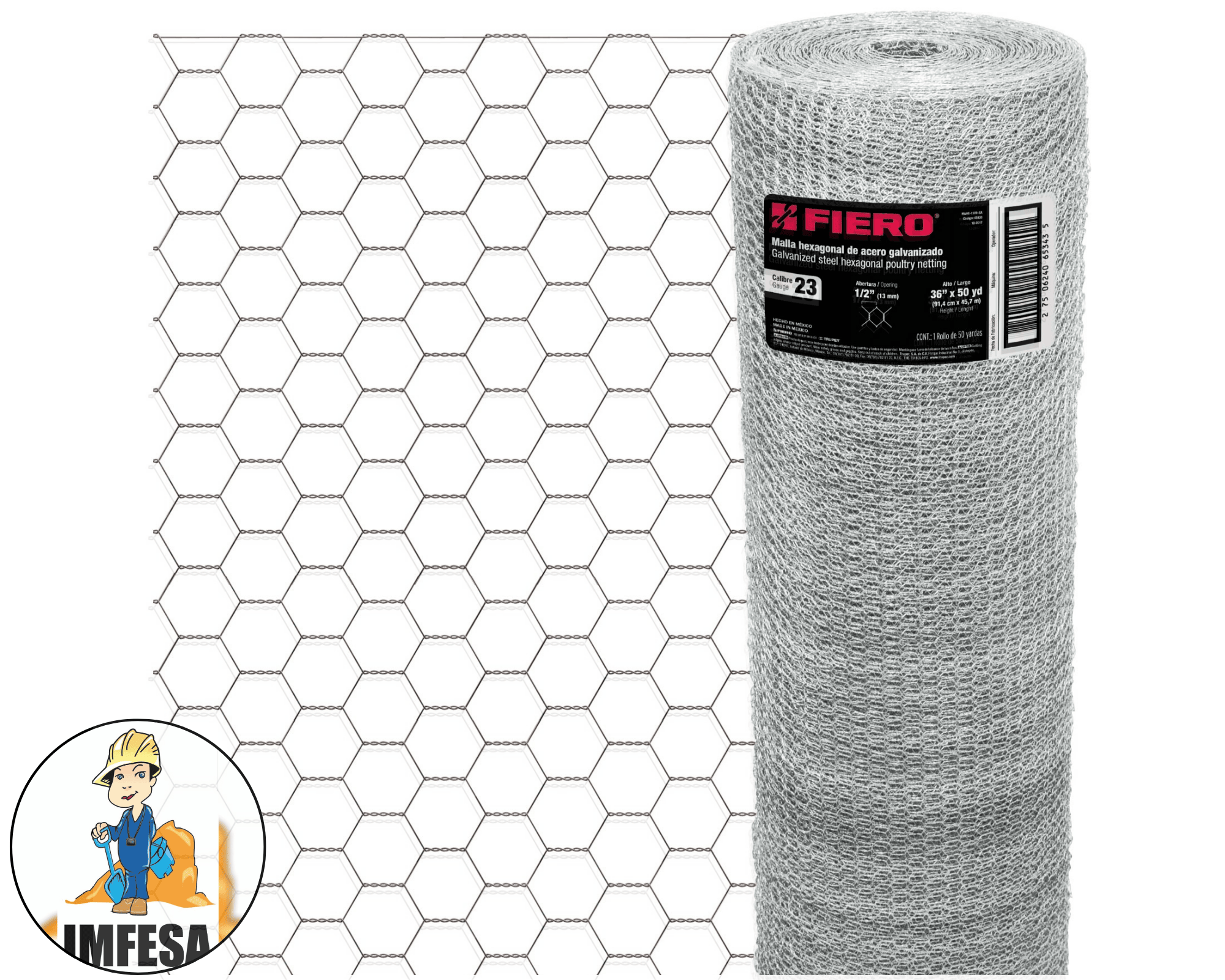 Rollo 45 m x 0.90 m malla hexagonal calibre 23 abertura 13 mm