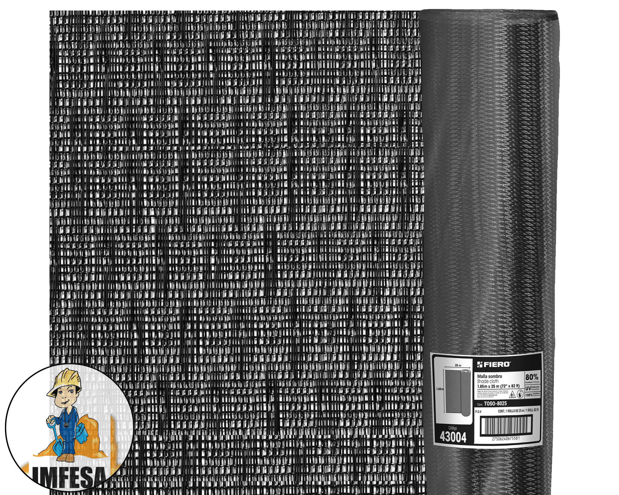 Rollo de toldo sombra 80% de 25 m x 1.85 m