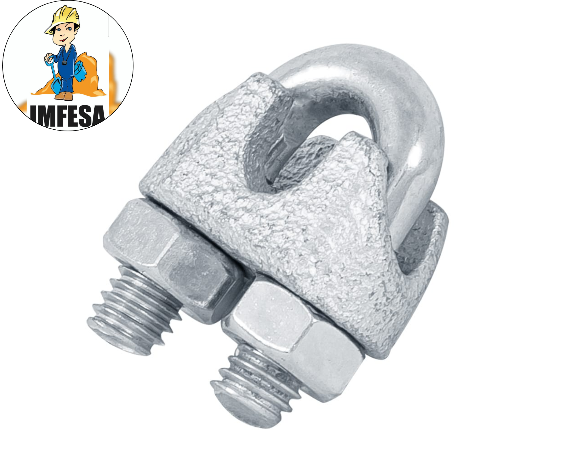 Blíster con 2 nudos (perros) de hierro para cable de   1/4&#34;