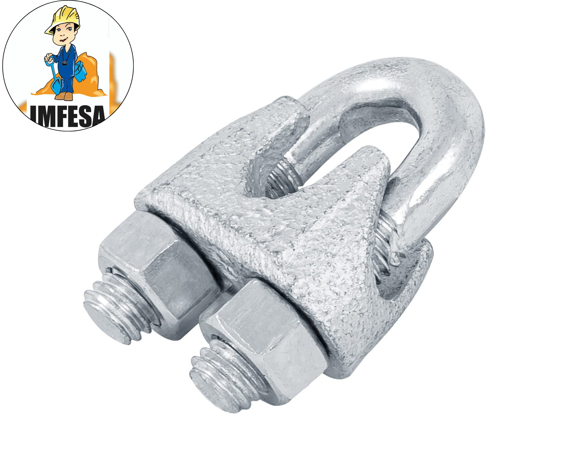 Blíster con 2 nudos (perros) de hierro para cable de 3/8&#34;