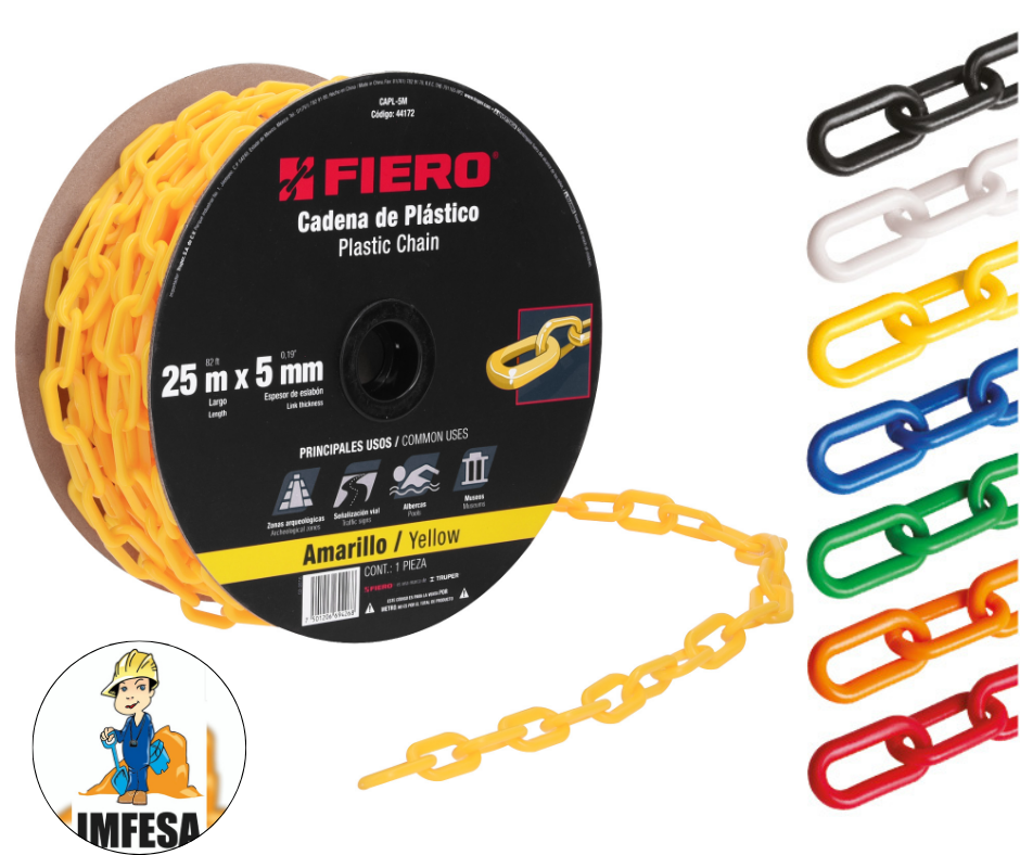 Cadenas plásticas 5 mm(3/16) 7 colores