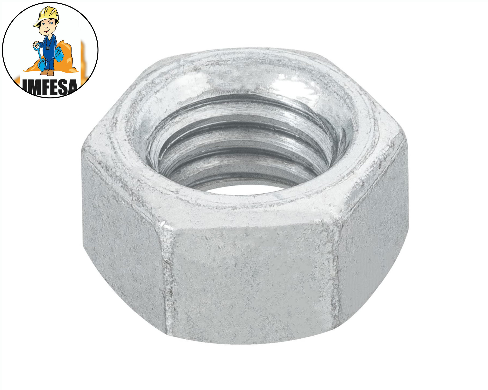 Bolsa con 100 tuercas 3/8&#34; hexagonales de acero galvanizado